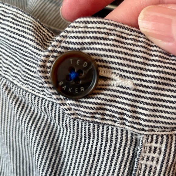 Ted Baker London Chino Shorts Men’s Size 40 Cotton Blue White Stripe Pocket  8” - Picture 5 of 10